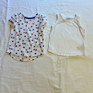 Red White and Blue star  T-Shirt & White Tank